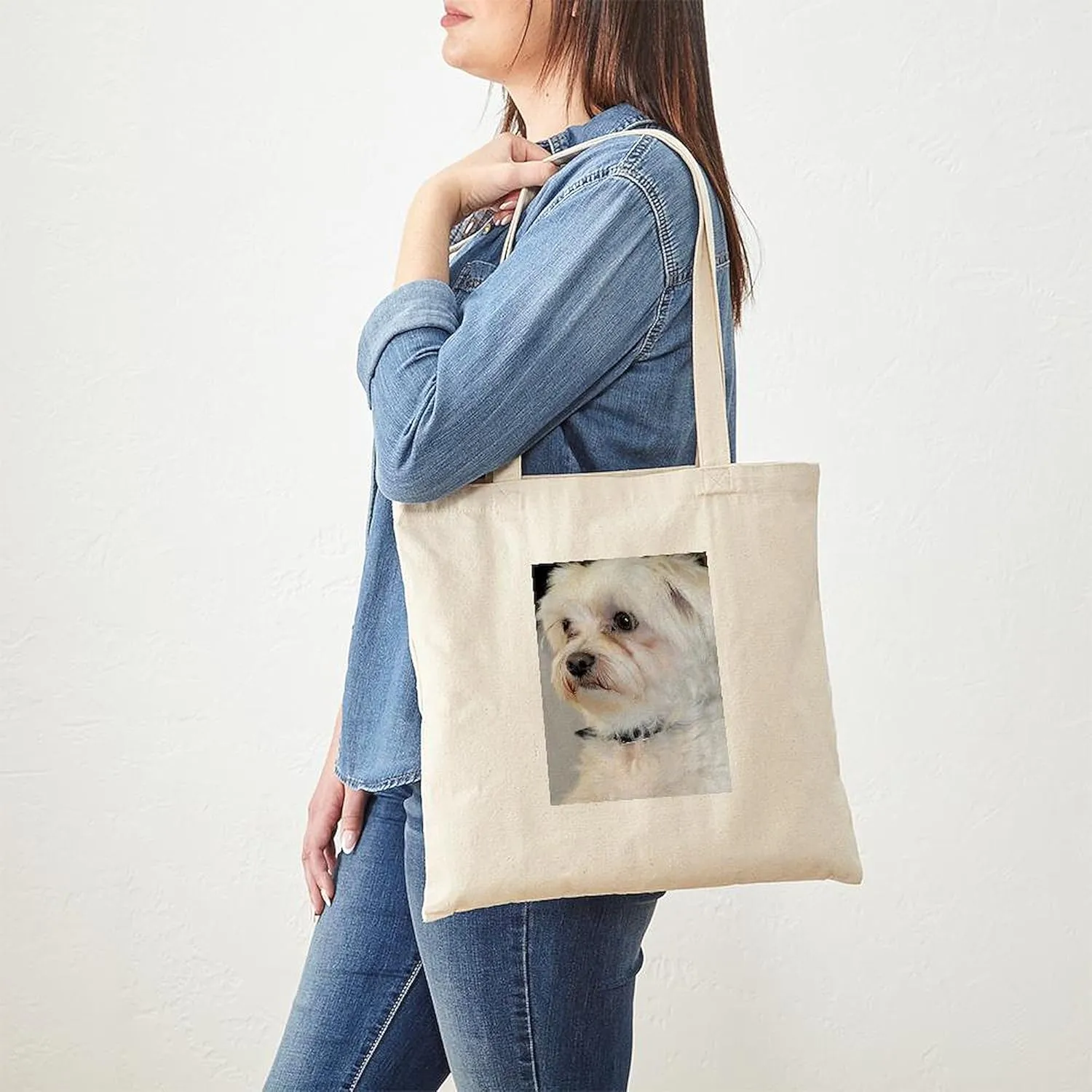 CafePress Maltese/Maltese Mix Tote Bag Natural Canvas Tote Bag, Reusable Shopping Bag