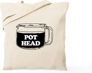 CafePress Pot Head Tote Bag Natural Canvas Tote Bag, Reusable Shopping Bag