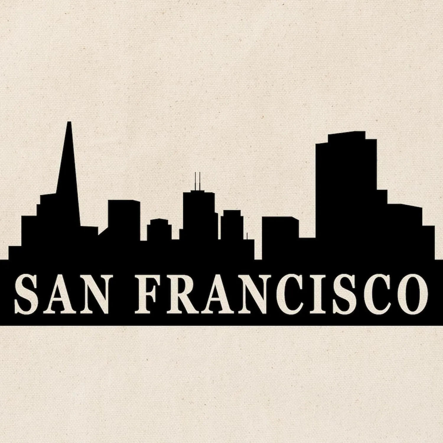 CafePress San Francisco Skyline Tote Bag Natural Canvas Tote Bag, Reusable Shopping Bag
