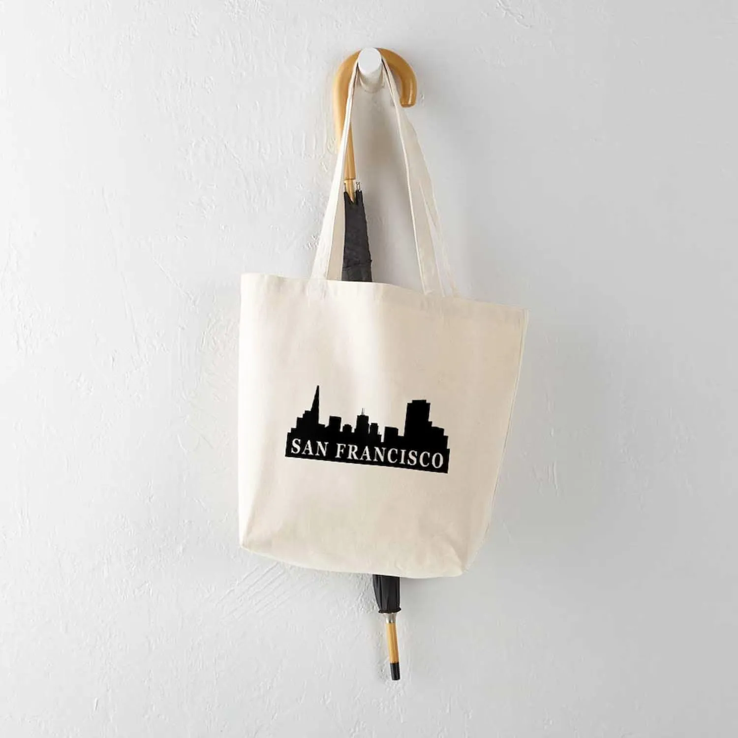 CafePress San Francisco Skyline Tote Bag Natural Canvas Tote Bag, Reusable Shopping Bag
