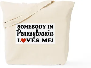 CafePress Somebody In Pennsylvania Loves Me Tote Bag Natural Canvas Tote Bag, Reusable Shopping Bag