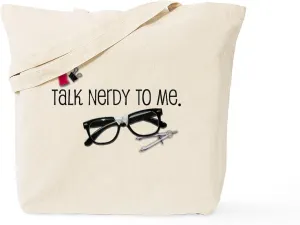 CafePress Talk Nerdy To Me Tote Bag Natural Canvas Tote Bag, Reusable Shopping Bag