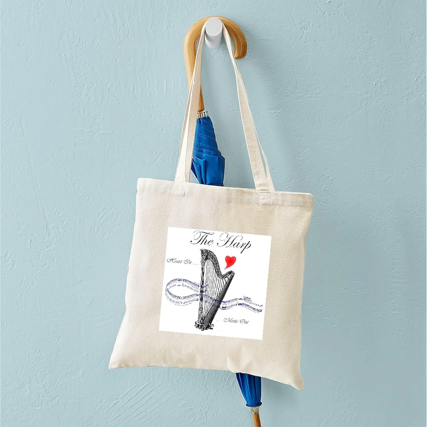 CafePress The Harp' Tote Bag Natural Canvas Tote Bag, Reusable Shopping Bag