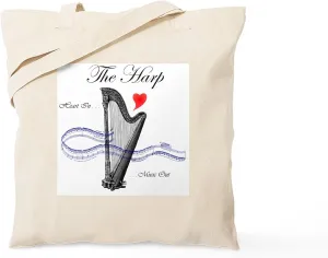 CafePress The Harp' Tote Bag Natural Canvas Tote Bag, Reusable Shopping Bag