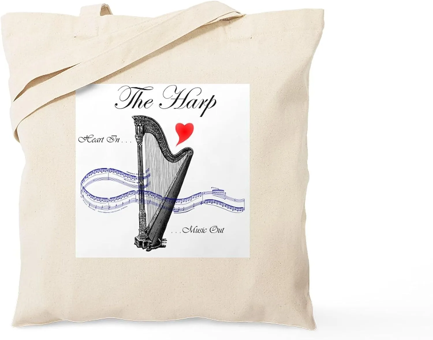 CafePress The Harp' Tote Bag Natural Canvas Tote Bag, Reusable Shopping Bag