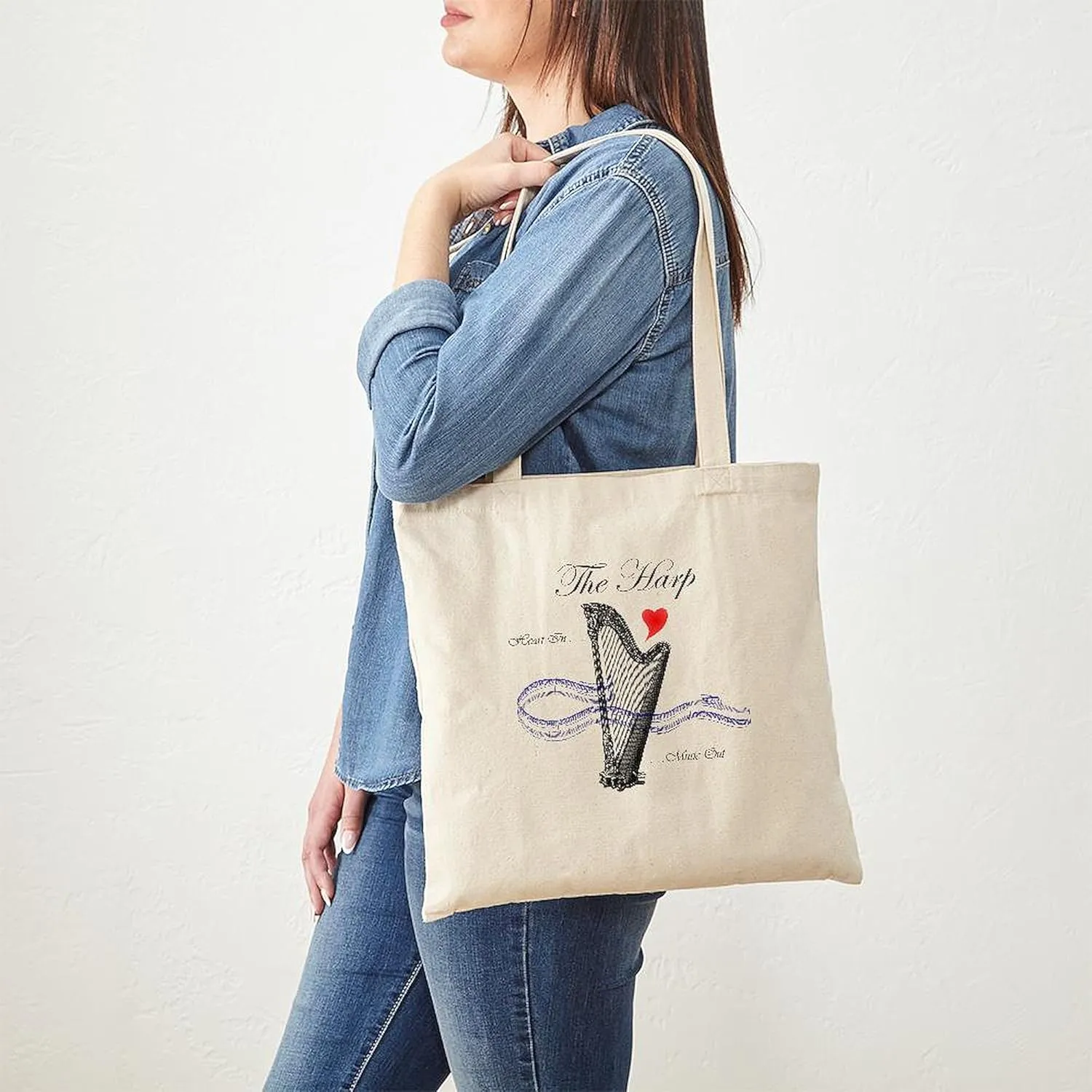 CafePress The Harp' Tote Bag Natural Canvas Tote Bag, Reusable Shopping Bag