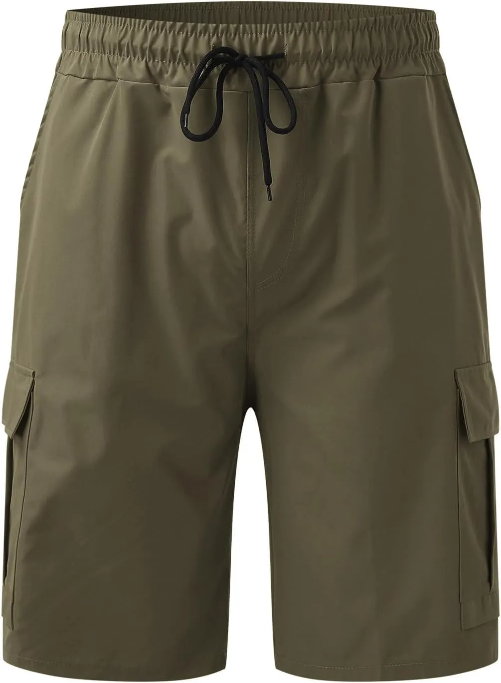Cargo Shorts for Men Casual Summer Hiking Shorts Elastic Waist Loose Fit Knee Length Bermuda Short with Multi Pocket