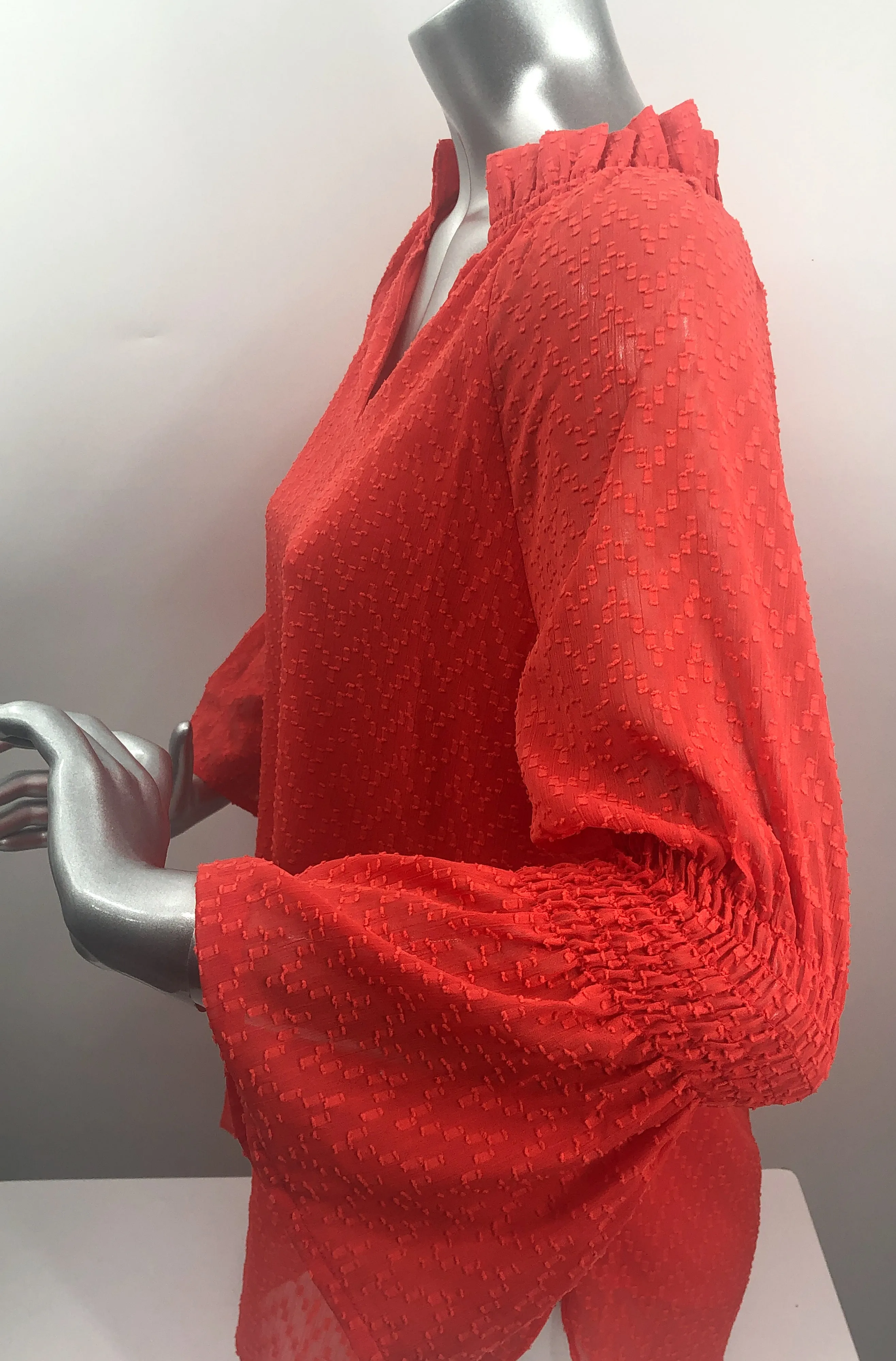 CARISSA CORAL SWISS DOT LONG SLEEVE TOP - JADE MELODY TAM