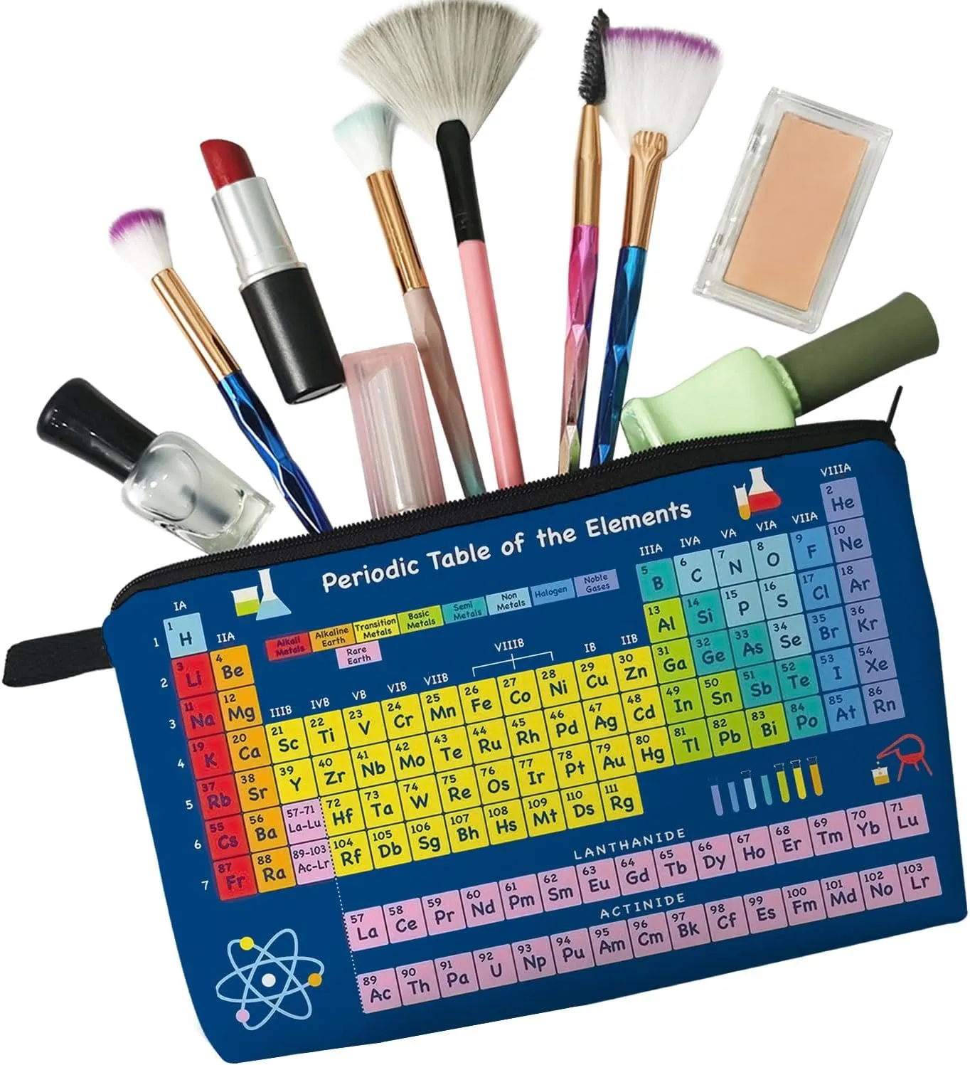 Chemical Periodic Table Cosmetic Bag Cute Small Makeup Bag Travel Toiletry Zipper Pouch Gift for Chemist Chemical Periodic Table Makeup Bag for Women Chemical Teachers Friends