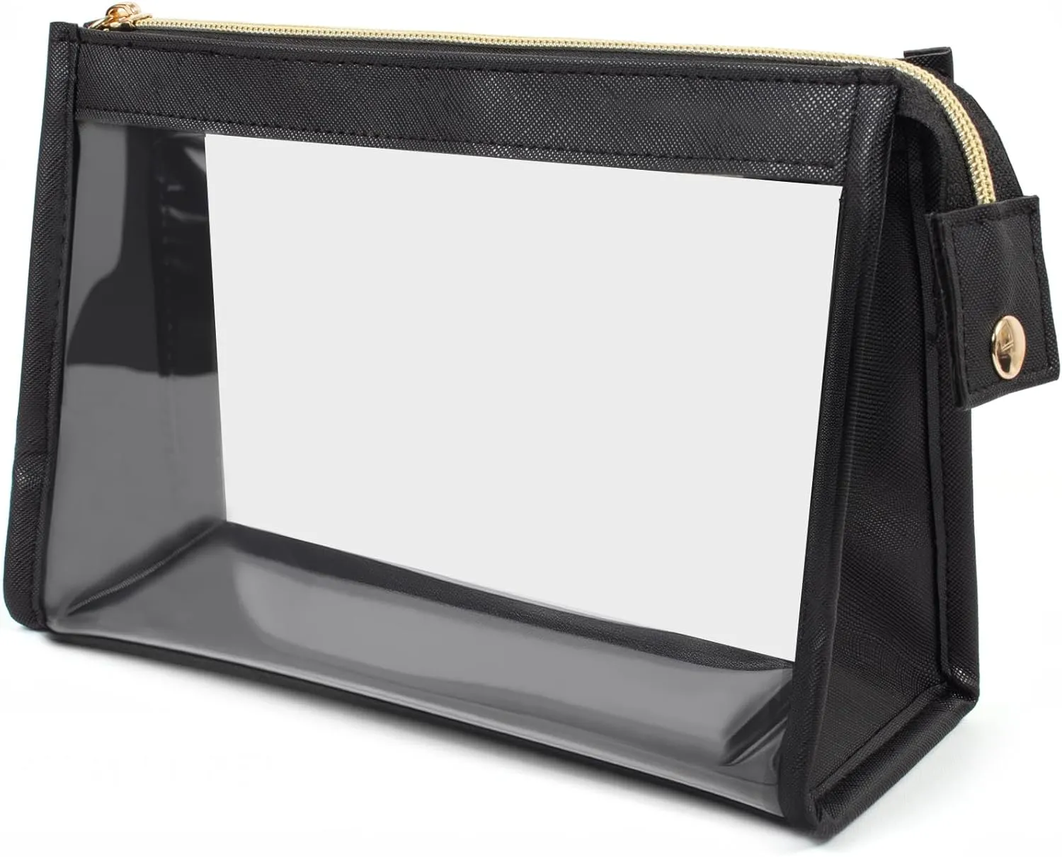 Clear Travel Makeup Bag, Clear Cosmetic Bags for Women Waterproof Makeup Bag Organizer Case Small Make Up Bag with Zipper TSA Approved Toiletry Bag Car Essentials (BLACK)
