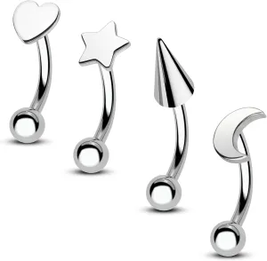 COCHARM Titanium Heart Star Moon Rook Spike Piercing Jewelry 16g, Surgical Steel Rook Earrings for Women Man, Silver Vertical Labret Jewelry, 8mm Spike Eyebrow Piercing Jewelry