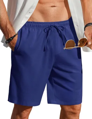 COOFANDY Men's Linen Shorts Casual Beach Shorts 9 inch Inseam Elastic Waist Drawstring Summer Shorts