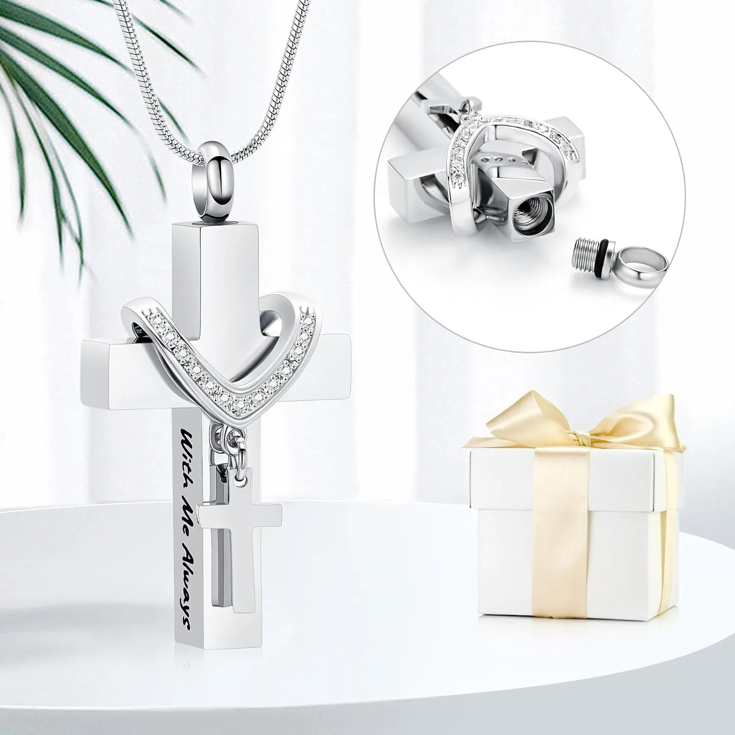 Cremation Jewelry for Ashes Pendant - Cross Urn Necklace with Mini Keepsake Urn Memorial Ash Jewelry