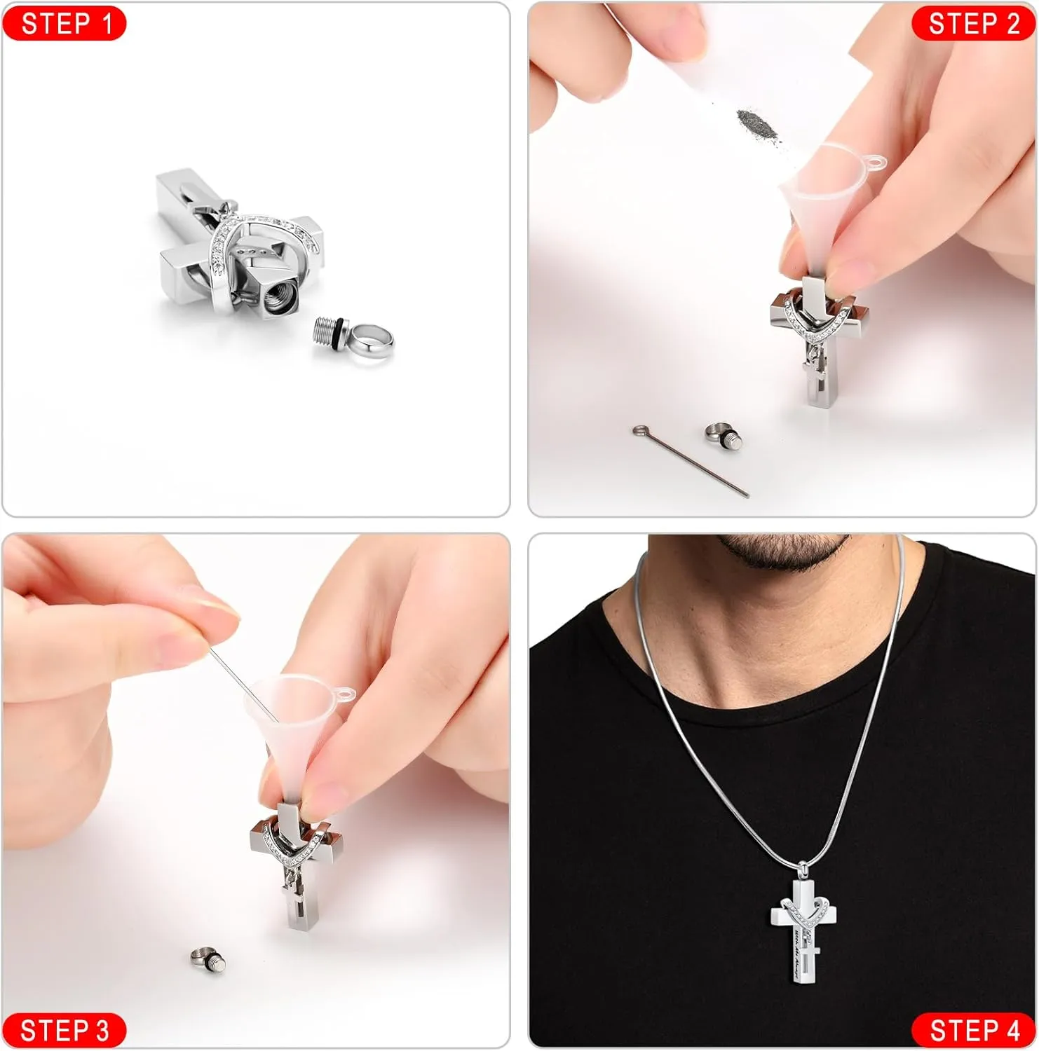 Cremation Jewelry for Ashes Pendant - Cross Urn Necklace with Mini Keepsake Urn Memorial Ash Jewelry