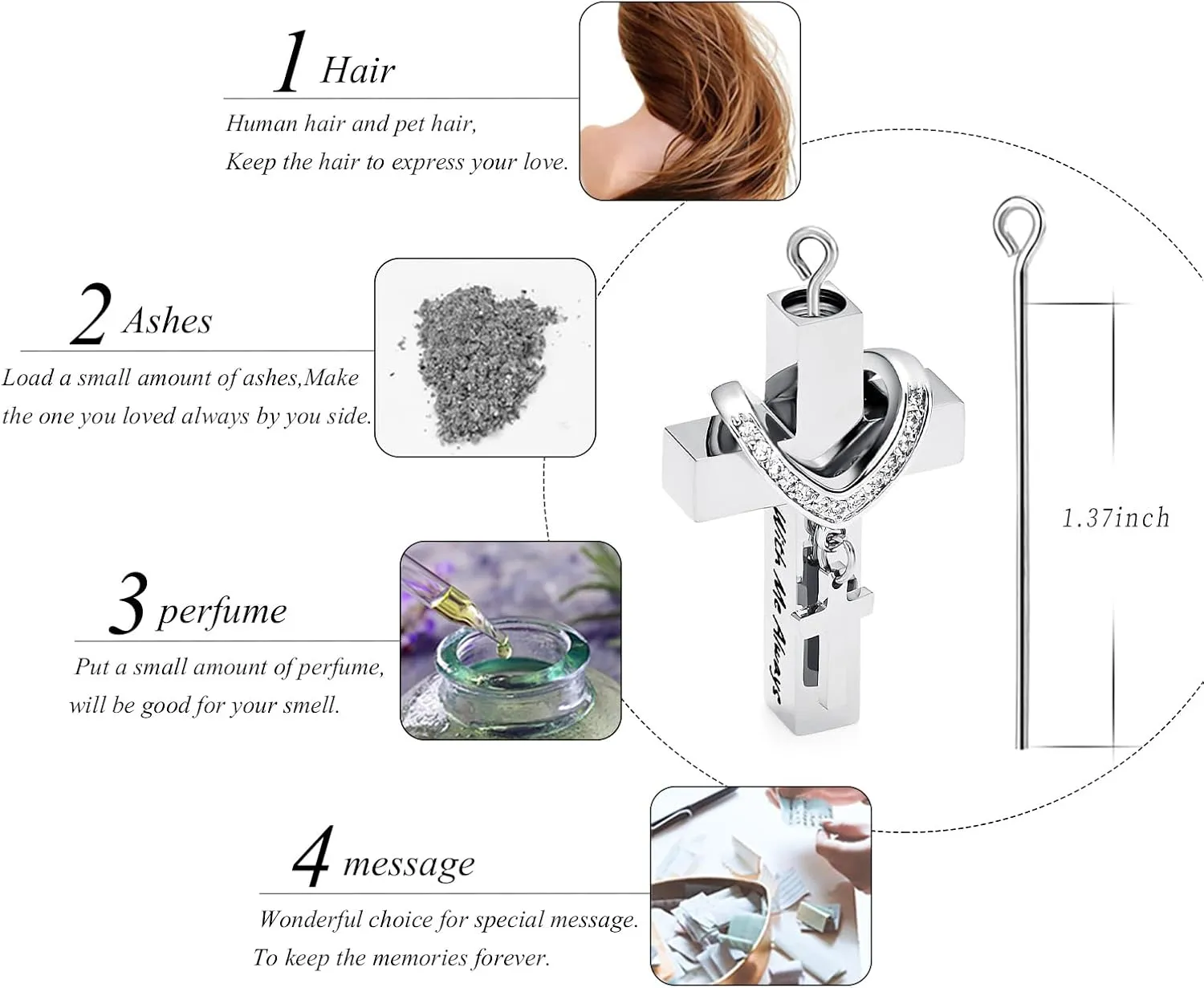 Cremation Jewelry for Ashes Pendant - Cross Urn Necklace with Mini Keepsake Urn Memorial Ash Jewelry