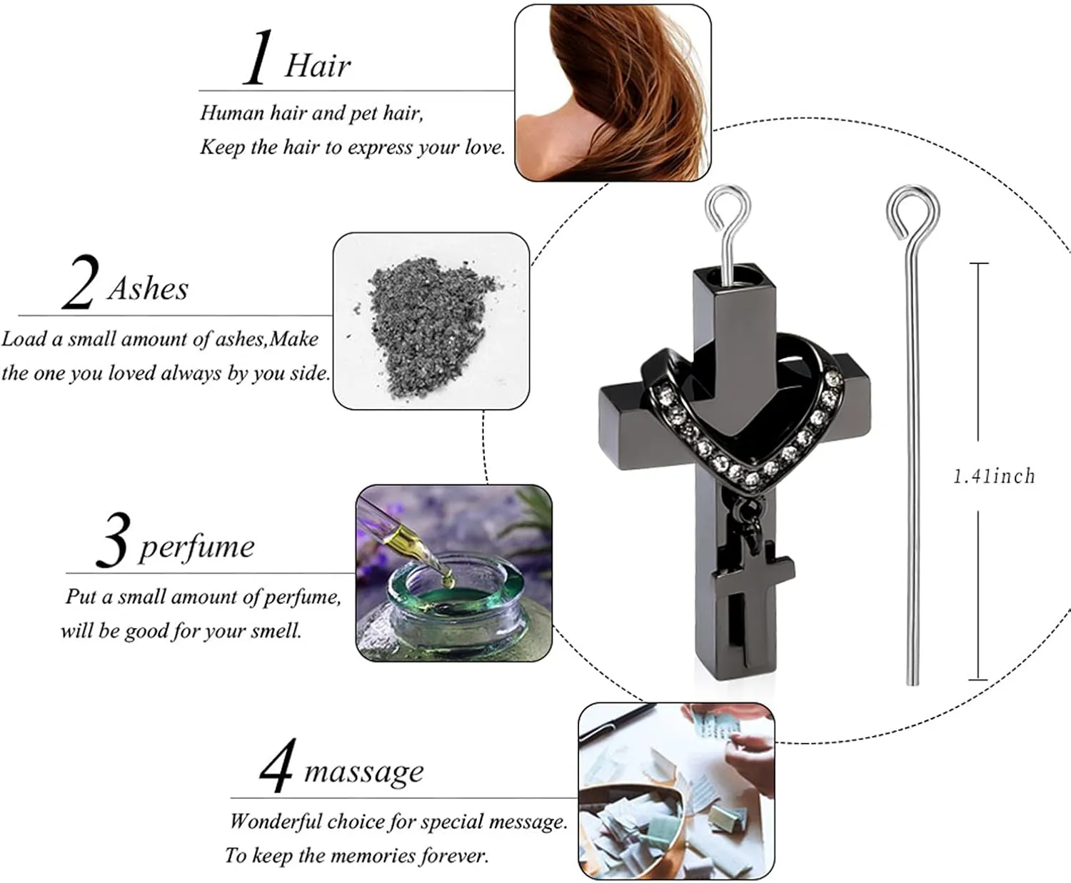 Cremation Jewelry for Ashes Pendant - Cross Urn Necklace with Mini Keepsake Urn Memorial Ash Jewelry