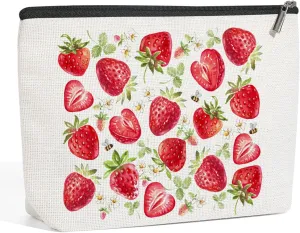 Cute Strawberry Gifts Strawberry Stuff Decor Fruit Strawberry Accessories Makeup Bag, Cosmetic Bag Travel Toiletry Skincare Bag Strawberry Loves Gifts For Women Girls Gardener Birthday Friendship