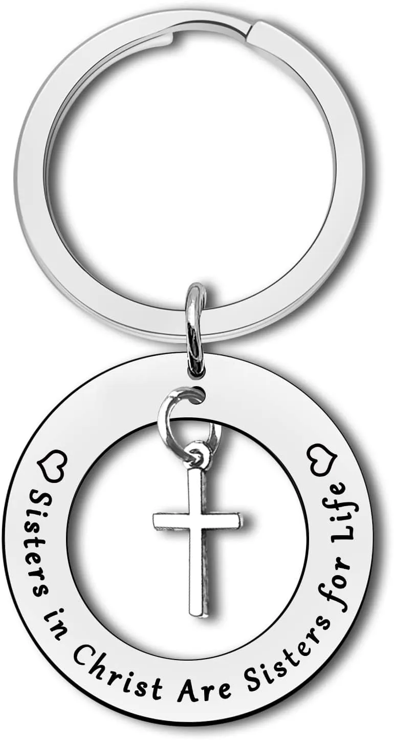 Dabihu Christian Jewelry Christian Sister Keychain Religious Gifts for Women Girls Religious Sisters Jewelry Faith Christian Bible Verse Jewelry Christening Baptism Gifts Christmas Birthday Gifts