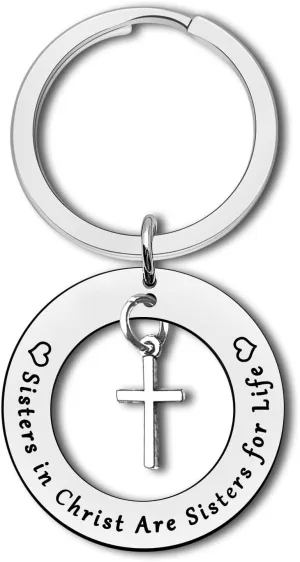 Dabihu Christian Jewelry Christian Sister Keychain Religious Gifts for Women Girls Religious Sisters Jewelry Faith Christian Bible Verse Jewelry Christening Baptism Gifts Christmas Birthday Gifts