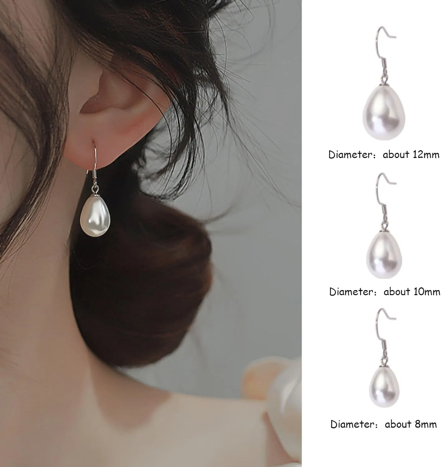 Dainty Pearl Earrings for Women,Elegant Pearl Hook Drop Dangle Earring Vintage Statement Wedding Bridal Earrings Hypoallergenic Pearl Jewelry