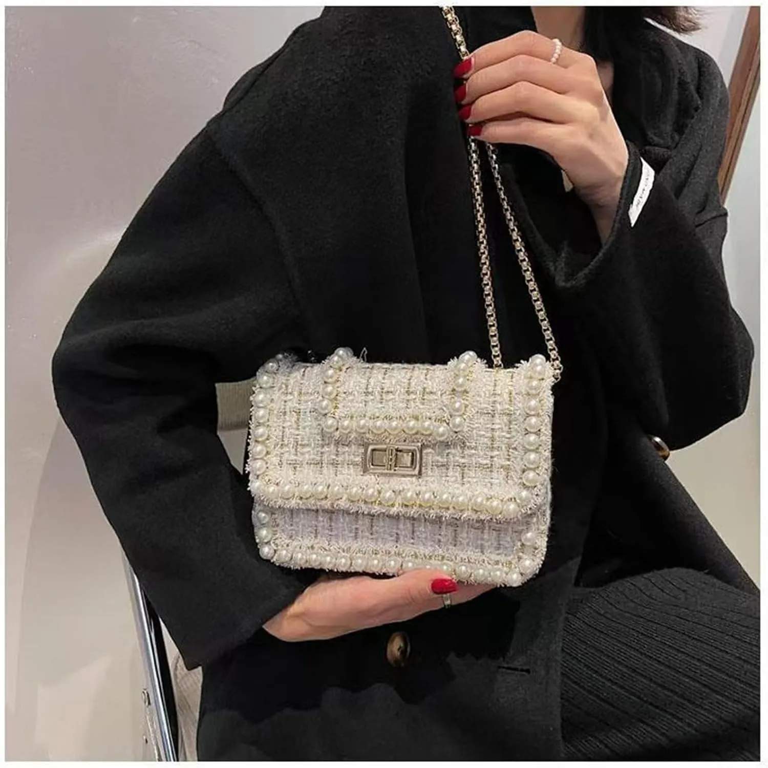 Designer Crossbody Bags for Women Leather Quilted Shoulder Tweed Purses Clucth Small Top Handle Handbag Evening Bags