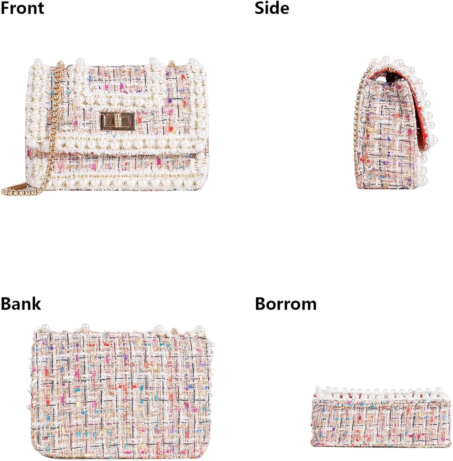 Designer Crossbody Bags for Women Leather Quilted Shoulder Tweed Purses Clucth Small Top Handle Handbag Evening Bags