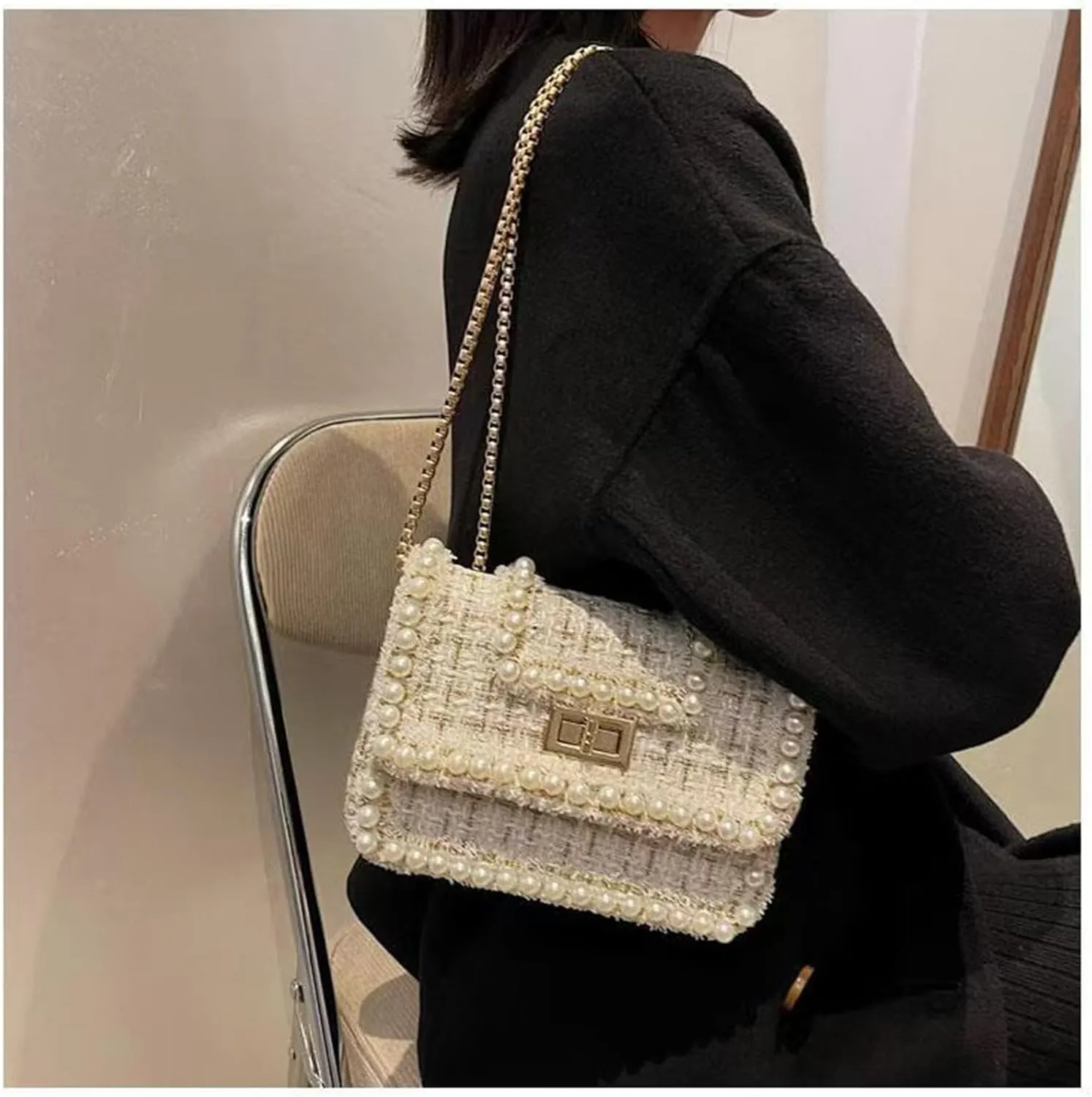 Designer Crossbody Bags for Women Leather Quilted Shoulder Tweed Purses Clucth Small Top Handle Handbag Evening Bags