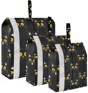 DOMIKING Black Cat Packing Cubes for Travel Luggage Organizer Hanging Packing Bag for Suitcases Clothes Set of 3 Travel Accessories