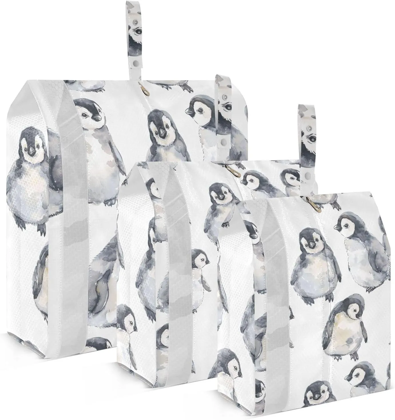 DOMIKING Cute Penguin Packing Cubes for Travel Luggage Organizer Hanging Packing Bag for Suitcases Clothes Set of 3