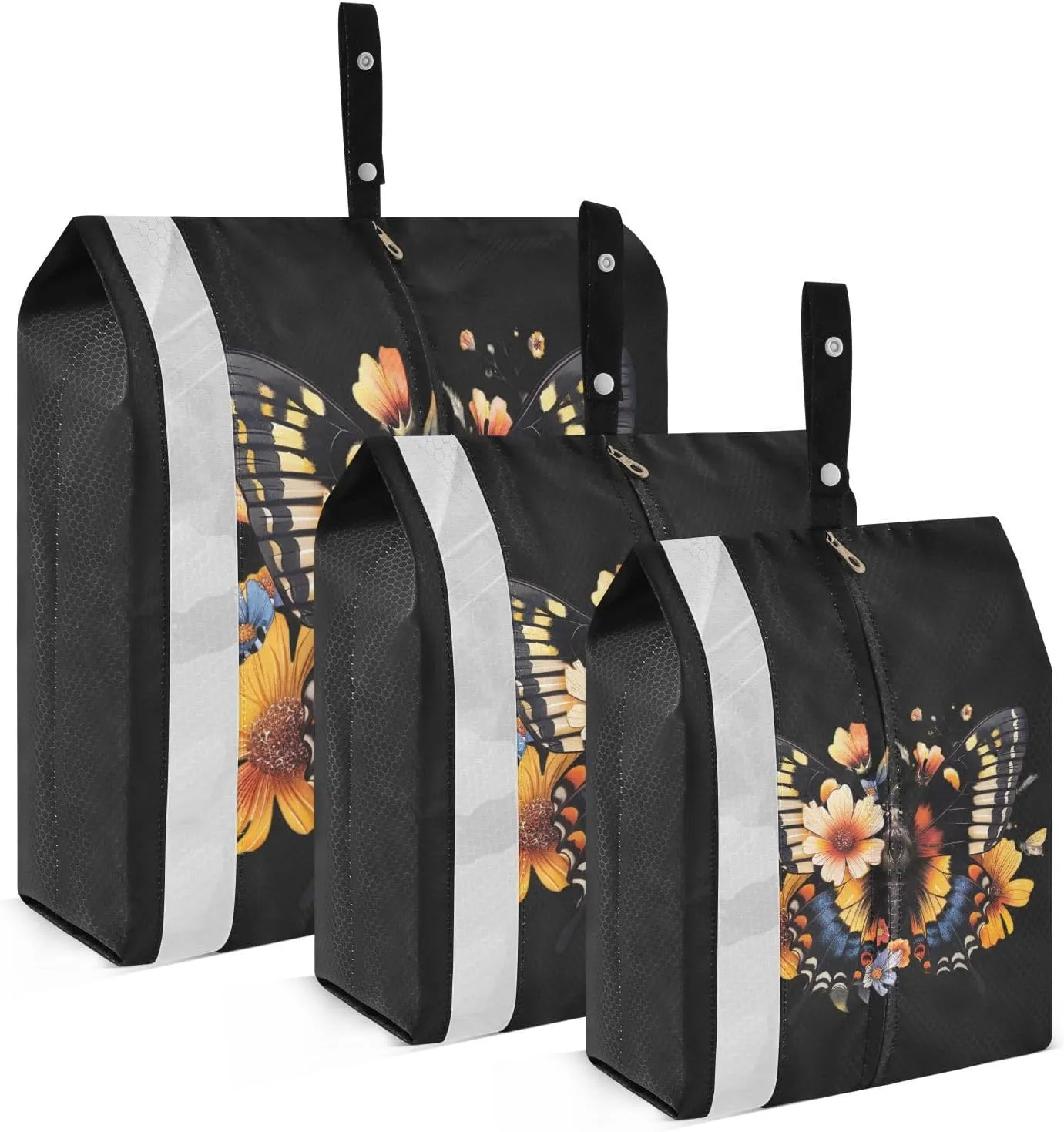 DOMIKING Flower Butterfly Packing Cubes for Travel Luggage Organizer Hanging Packing Bag for Carry On Suitcase Clothes Set of 3