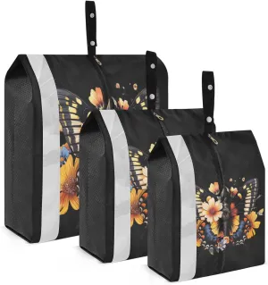 DOMIKING Flower Butterfly Packing Cubes for Travel Luggage Organizer Hanging Packing Bag for Carry On Suitcase Clothes Set of 3