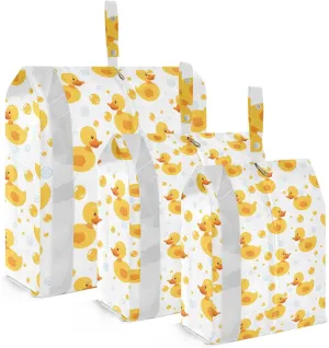 DOMIKING Funny Ducks White Packing Cubes for Travel Luggage Organizer Hanging Packing Bag for Clothes Suitcases Set of 3