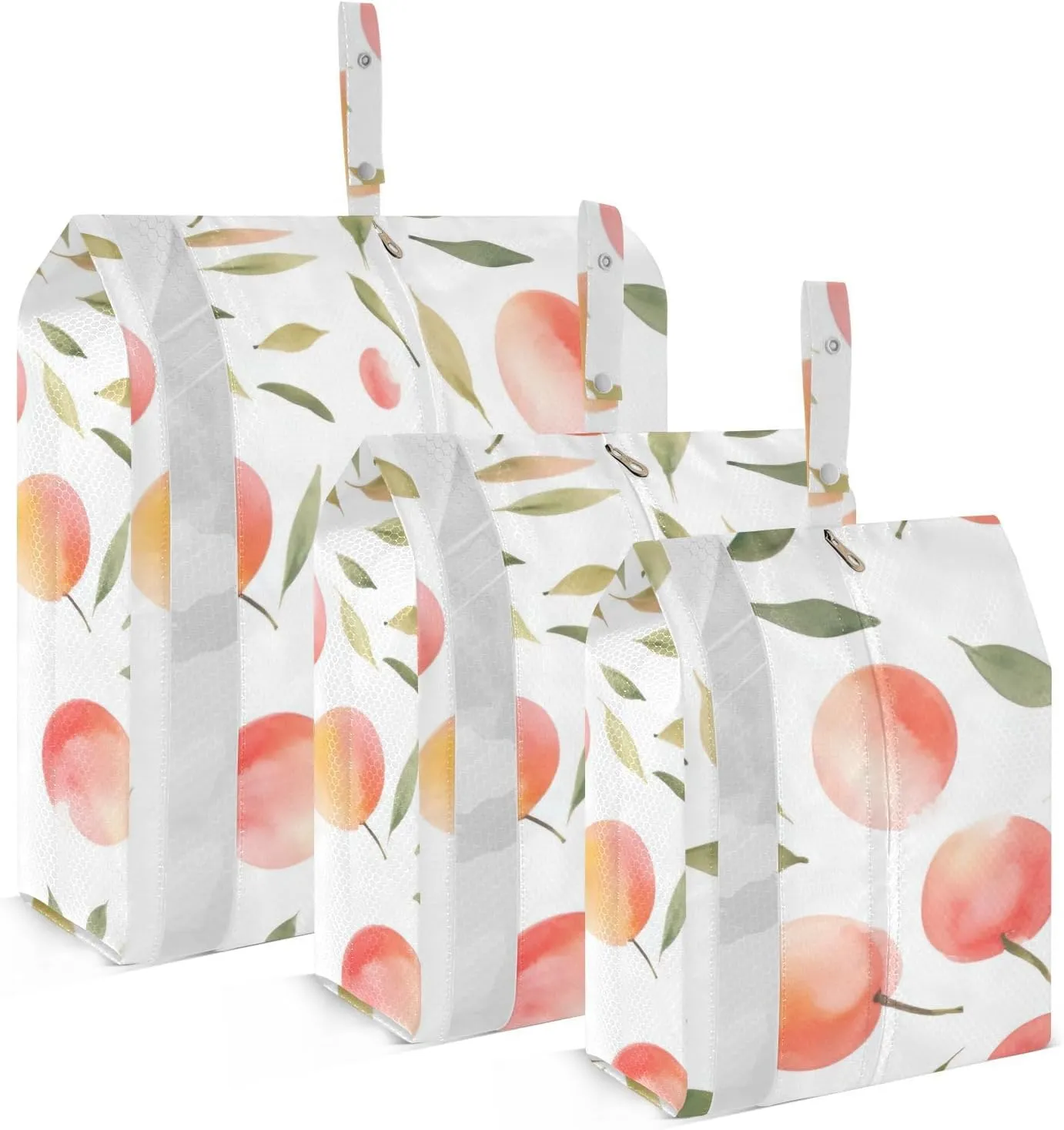 DOMIKING Peach Watercolor Packing Cubes for Travel Luggage Organizer Hanging Packing Bag for Home Vacation Set of 3
