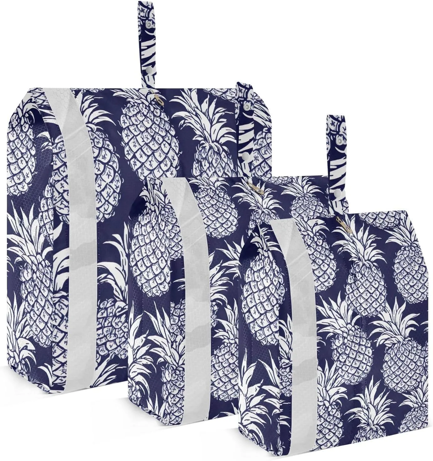 DOMIKING Pineapple Dark Blue Packing Cubes for Travel Luggage Organizer Hanging Packing Bag for Vacation Home Set of 3