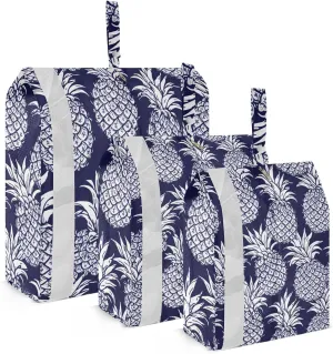 DOMIKING Pineapple Dark Blue Packing Cubes for Travel Luggage Organizer Hanging Packing Bag for Vacation Home Set of 3