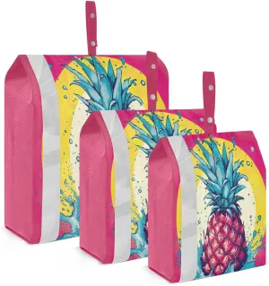 DOMIKING Pineapple Yellow Packing Cubes for Travel Luggage Organizer Hanging Packing Bag for Vacation Home Set of 3