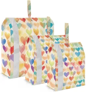 DOMIKING Watercolor Hearts Beige Packing Cubes for Travel Luggage Organizer Hanging Packing Bag for Clothes Suitcases Set of 3