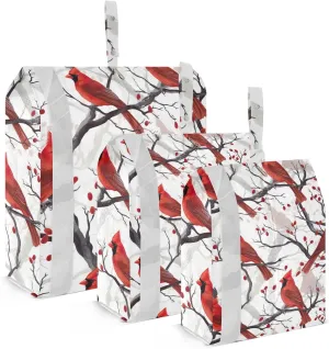 DOMIKING Watercolor Red Birds Branches Packing Cubes for Travel Luggage Organizer Hanging Packing Bag for Suitcase Clothes Set of 3