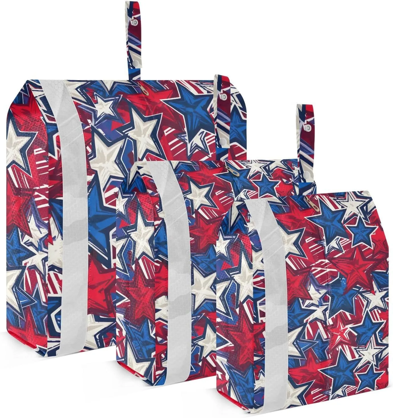 DOMIKING Watercolor Stars Blue Red Packing Cubes for Travel Luggage Organizer Hanging Packing Bag for Home Vacation Set of 3