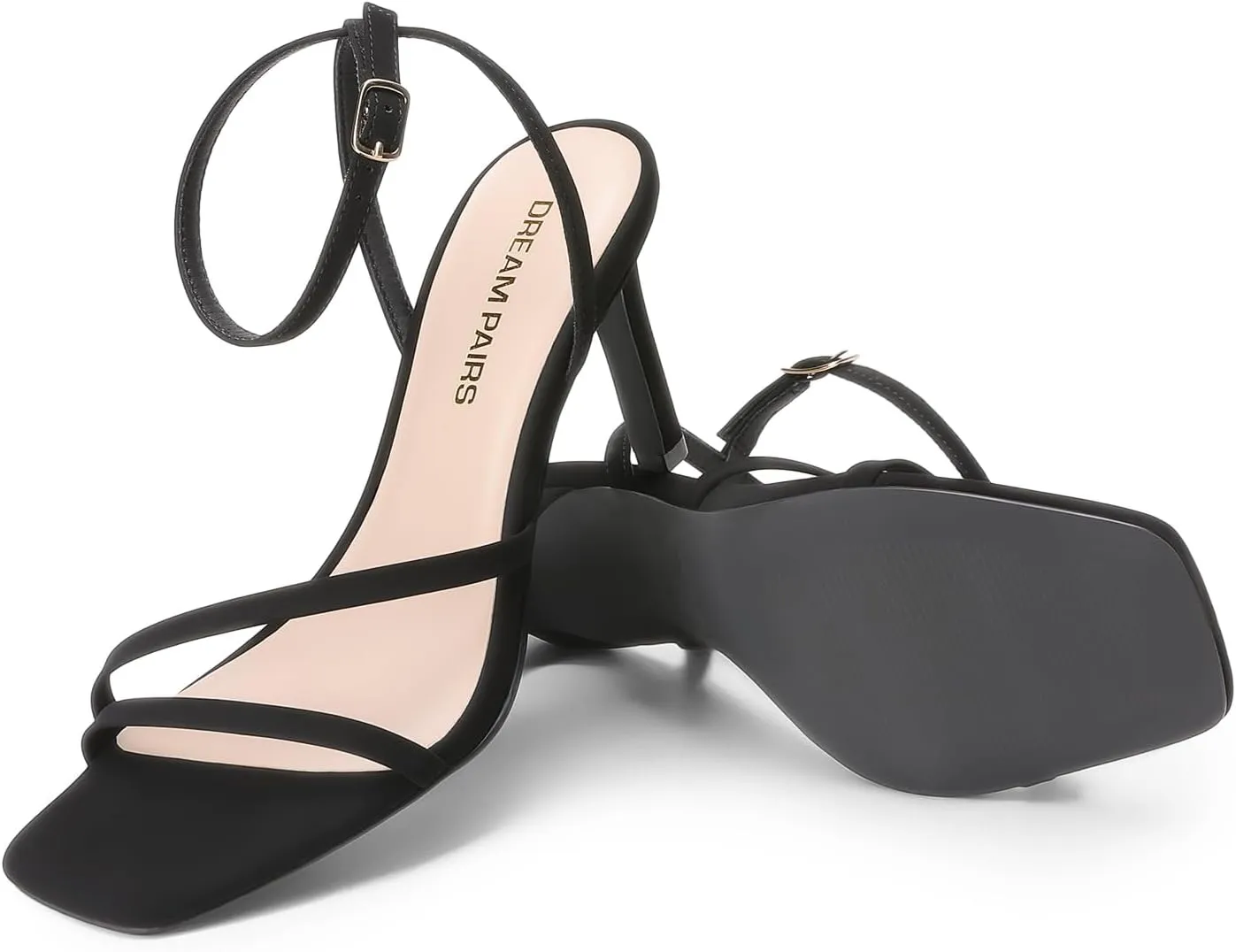 DREAM PAIRS Womens High Stilettos Heels Open Toe Square Sandals Ankle Strap Pumps Sexy Comfort Strappy Dress Shoes Party Wedding Heeled Sandals