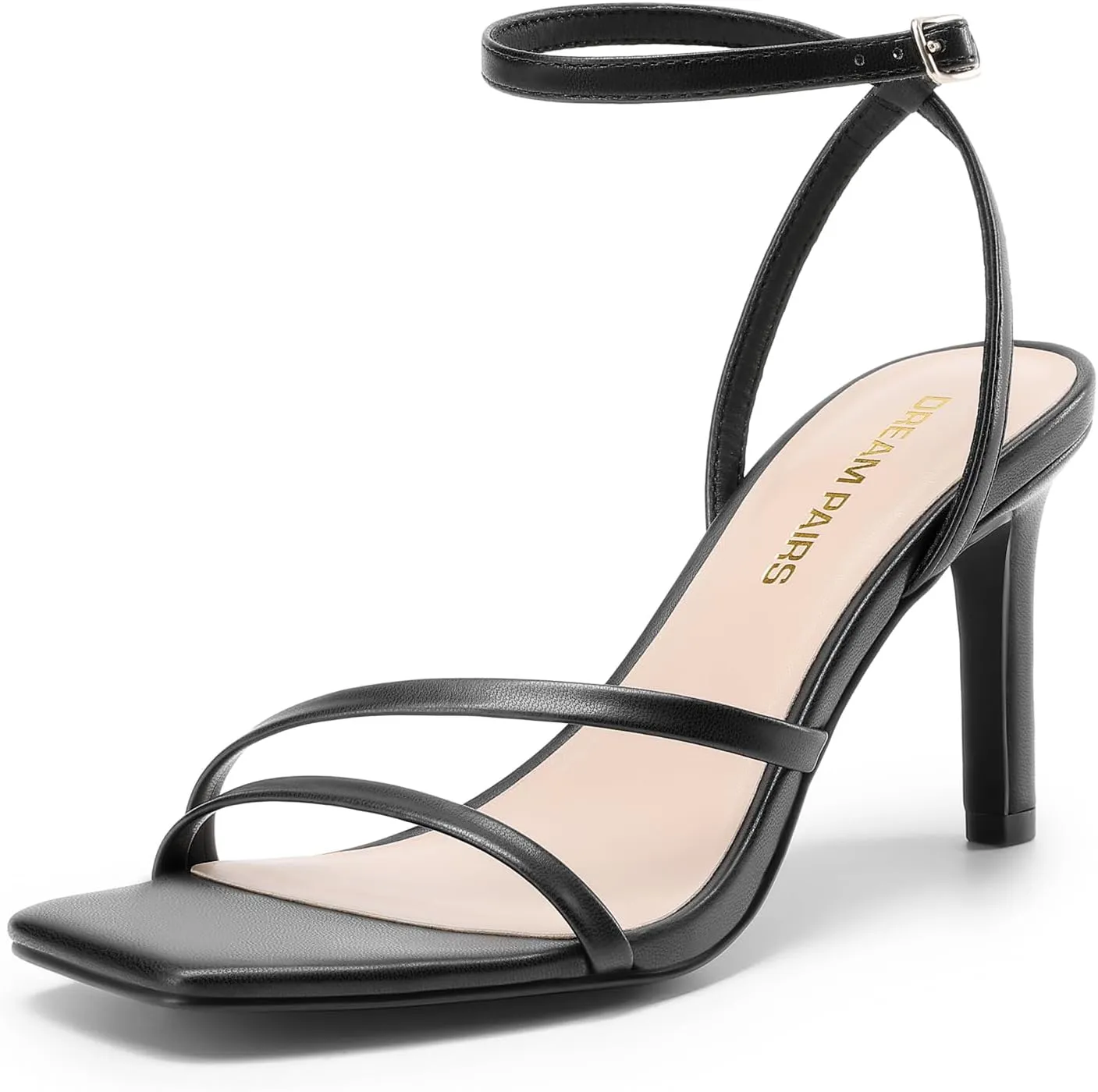 DREAM PAIRS Womens High Stilettos Heels Open Toe Square Sandals Ankle Strap Pumps Sexy Comfort Strappy Dress Shoes Party Wedding Heeled Sandals
