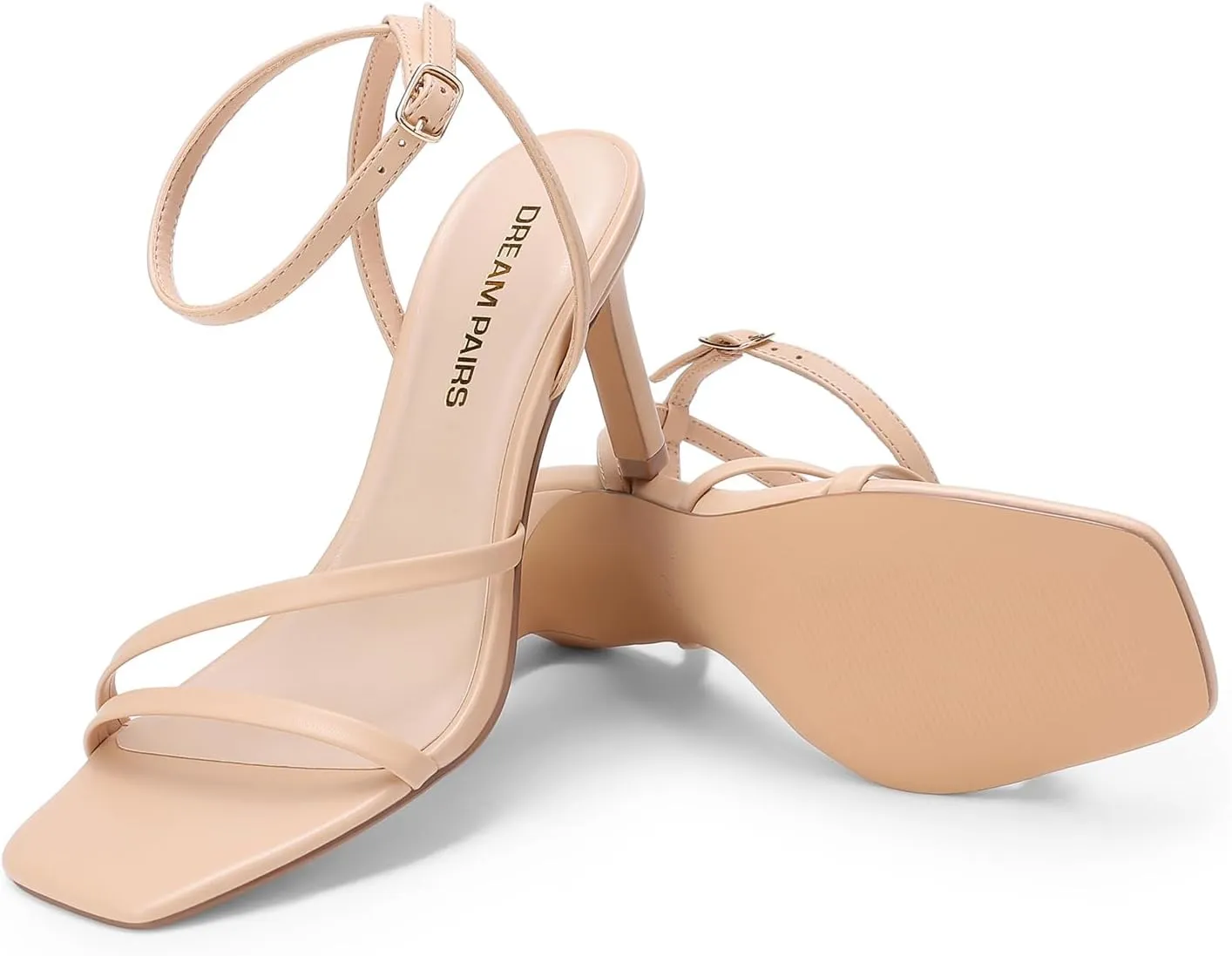 DREAM PAIRS Womens High Stilettos Heels Open Toe Square Sandals Ankle Strap Pumps Sexy Comfort Strappy Dress Shoes Party Wedding Heeled Sandals
