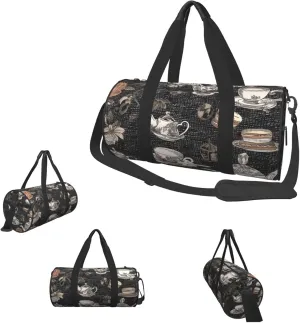 Duffle Bags Black Afternoon Tea Gym Bag for Men Women Waterproof Travel Duffle Bags Convertible Carry on Garment Bag for Travel Sports