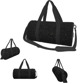 Duffle Bags Black glitter Gym Bag for Men Women Waterproof Travel Duffle Bags Convertible Carry on Garment Bag for Travel Sports