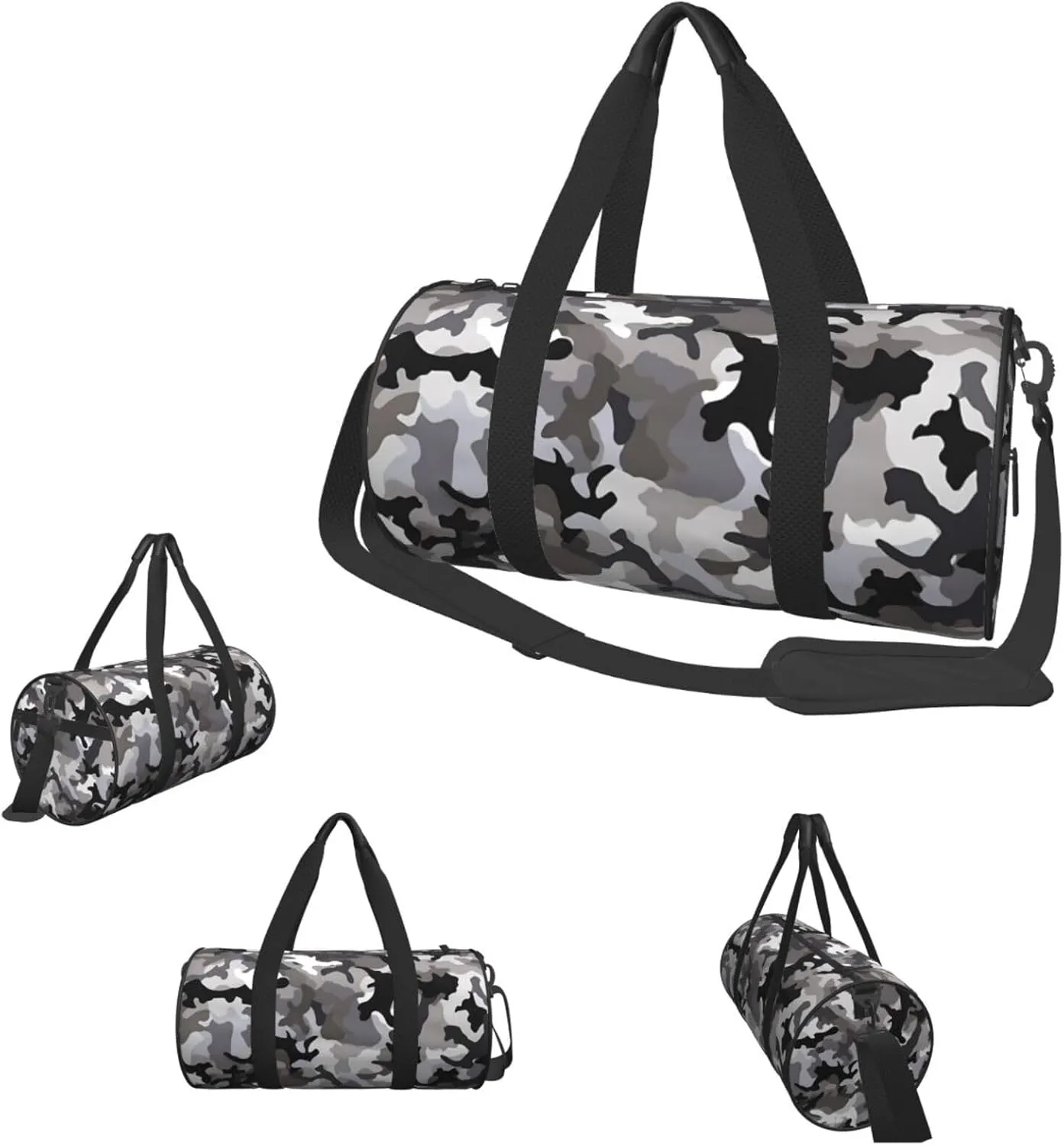 Duffle Bags Black Grey White Camo Gym Bag for Men Women Waterproof Travel Duffle Bags Convertible Carry on Garment Bag for Travel Sports