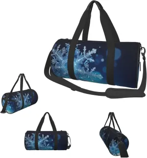 Duffle Bags Blue christmas snowflake Gym Bag for Men Women Waterproof Travel Duffle Bags Convertible Carry on Garment Bag for Travel Sports