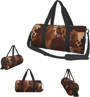 Duffle Bags Brown cowhide art Gym Bag for Men Women Waterproof Travel Duffle Bags Convertible Carry on Garment Bag for Travel Sports