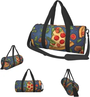 Duffle Bags Pizza Gym Bag for Men Women Waterproof Travel Duffle Bags Convertible Carry on Garment Bag for Travel Sports