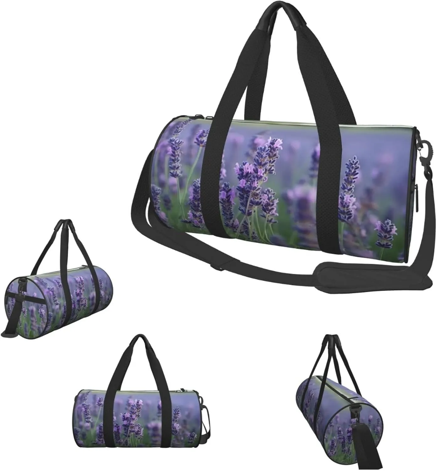 Duffle Bags Purple Floral Nursery Gym Bag for Men Women Waterproof Travel Duffle Bags Convertible Carry on Garment Bag for Travel Sports