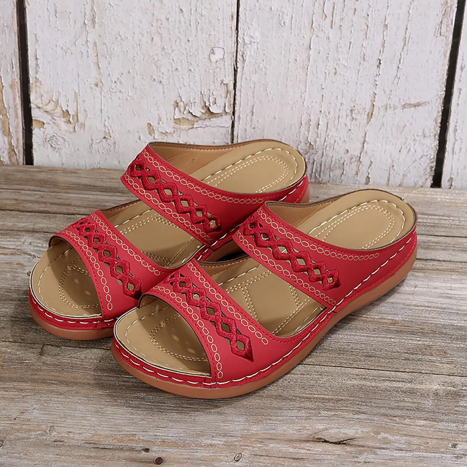 Eduavar Sandals for Women Dressy Summer, Orthopedic Sandals for Women Soft Comfortable Open Toe Sandals Summer Beach Slippers